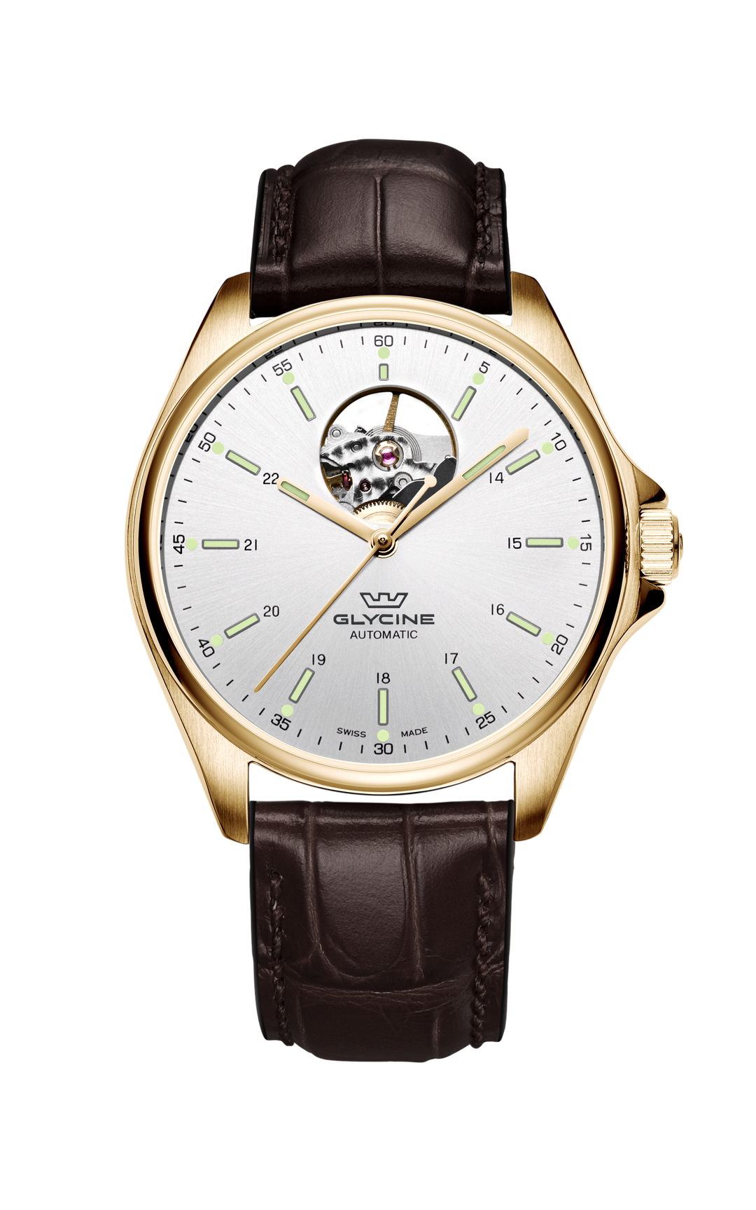 Combat Classic Open Heart 40 mm / Silver / Brown Silver Dial