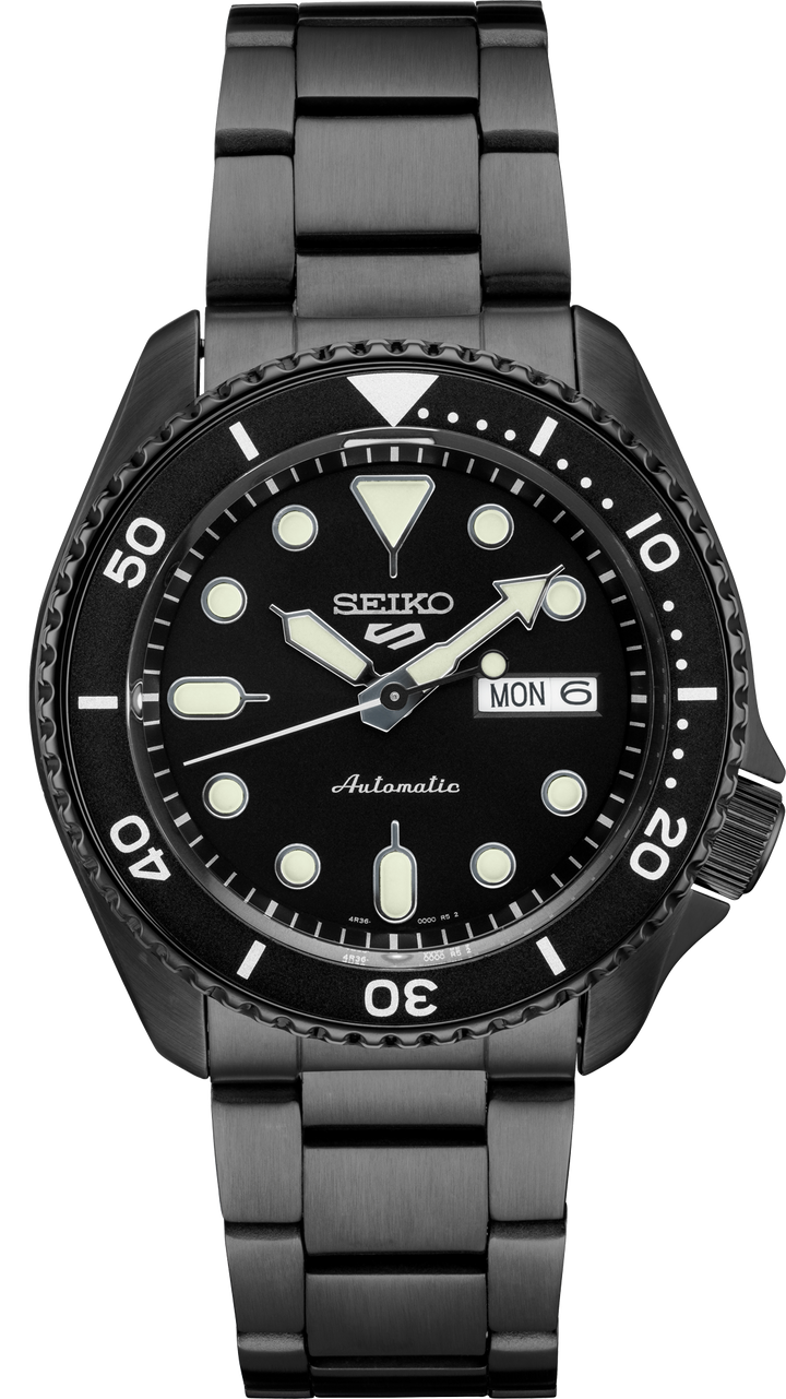 5 Sports SKX - Unidirectional Bezel Black Dial / Gray Stainless Steel Bracelet B