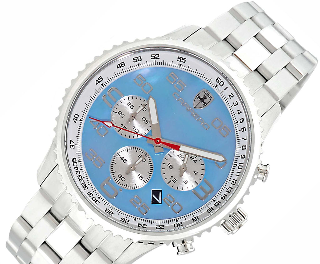 Aureum-MB Silvertone/ Blue | Light Blue Dial