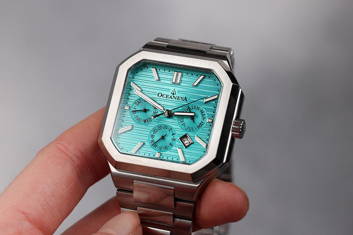 Tenuis Automatic Calendar Thin Watch Teal/Silver Teal/Silver | Teal Dial