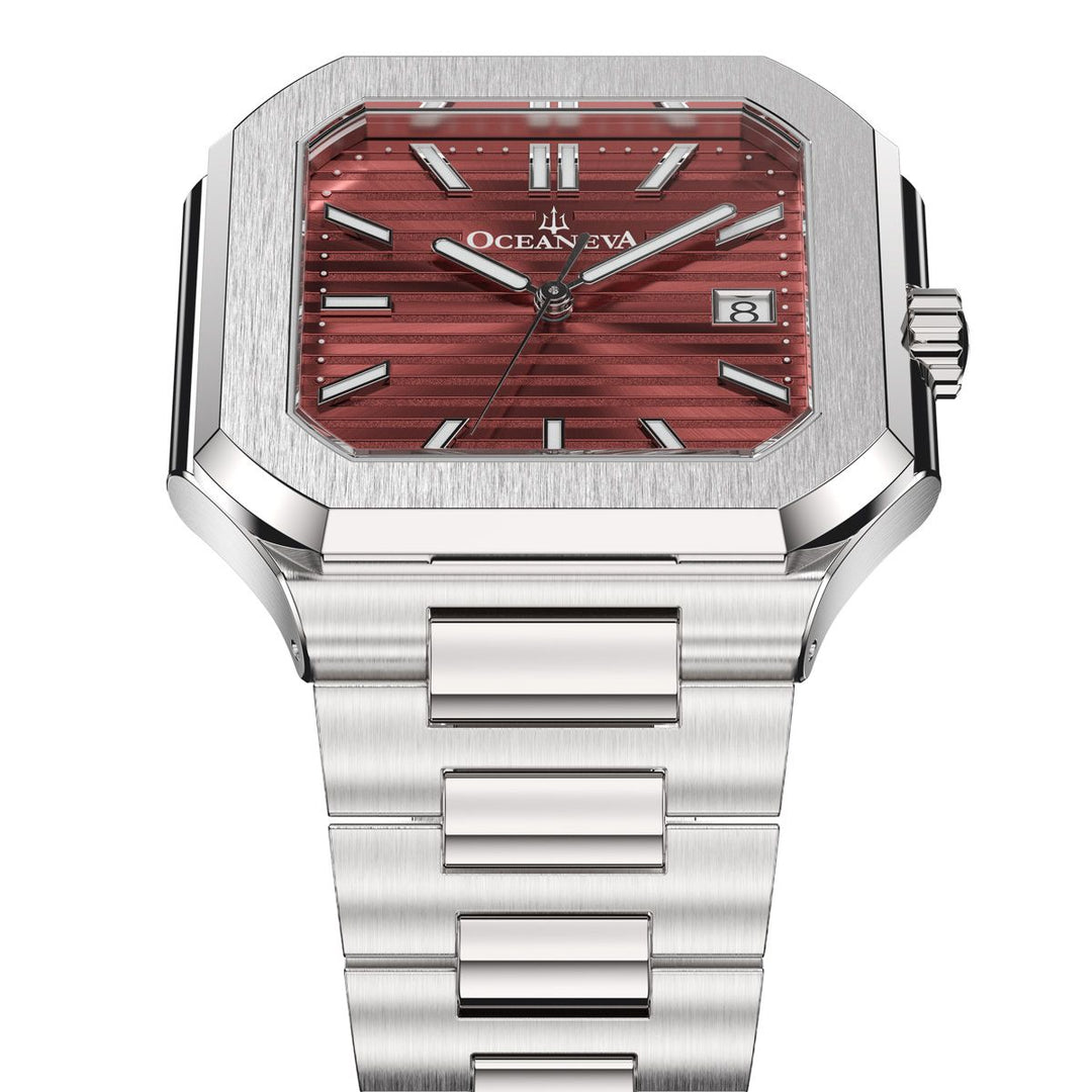 Tenuis Ultra-Thin Automatic Watch – Burgundy/Silver