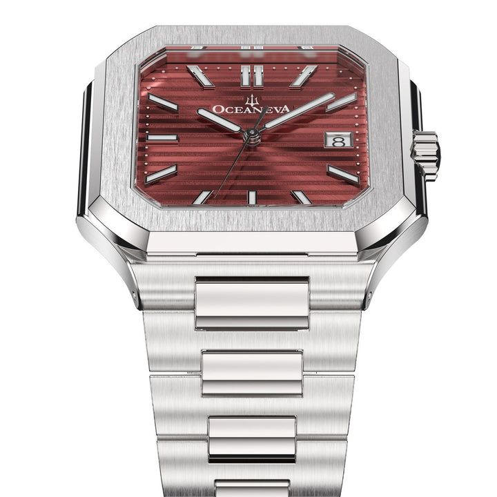 Tenuis Ultra-Thin Automatic Watch – Burgundy/Silver