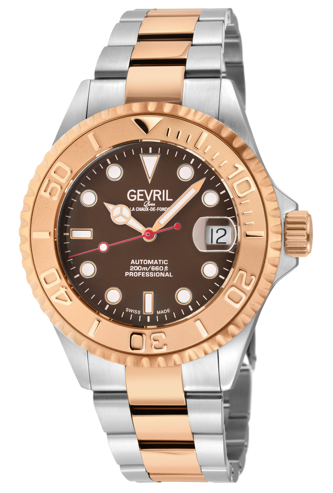 Wall Street Gevril Swiss Made SW200 Steel Rotating Bezel Diver's watch, Two tone