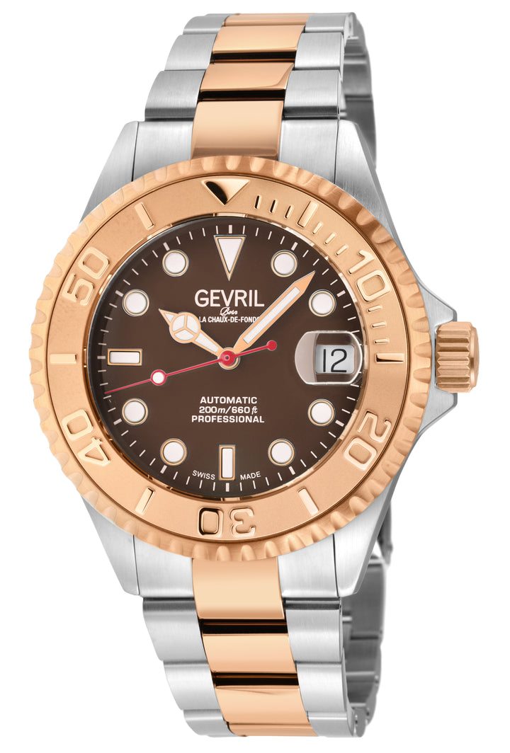 Wall Street Gevril Swiss Made SW200 Steel Rotating Bezel Diver's watch, Two tone