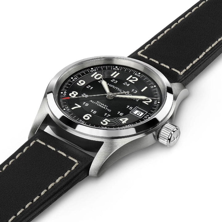 KHAKI FIELD Black / Leather Black Dial