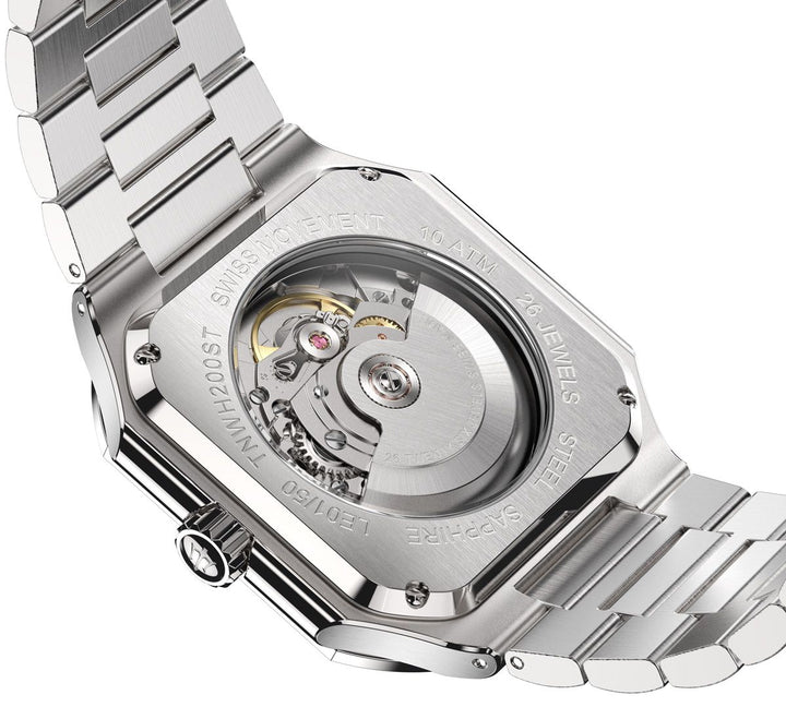 Tenuis Ultra-Thin Swiss Movement Automatic Watch Silver Bezel| Silver, sunray Di