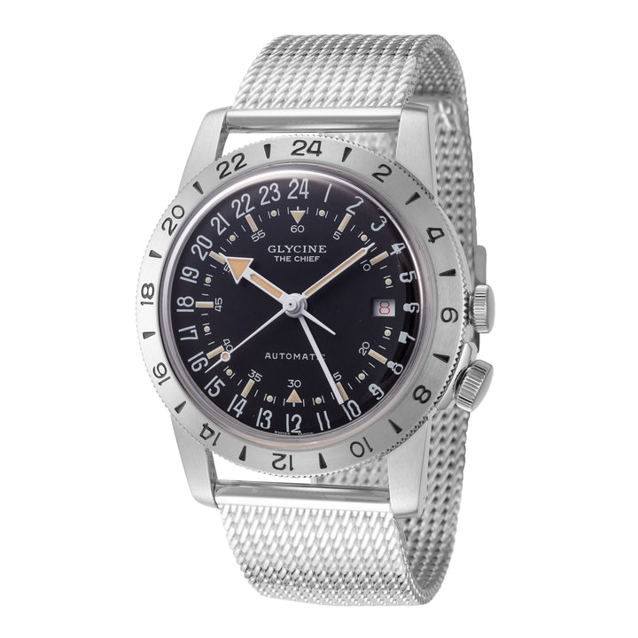Airman The Chief GMT 40mm / Black / Silver Black Dial