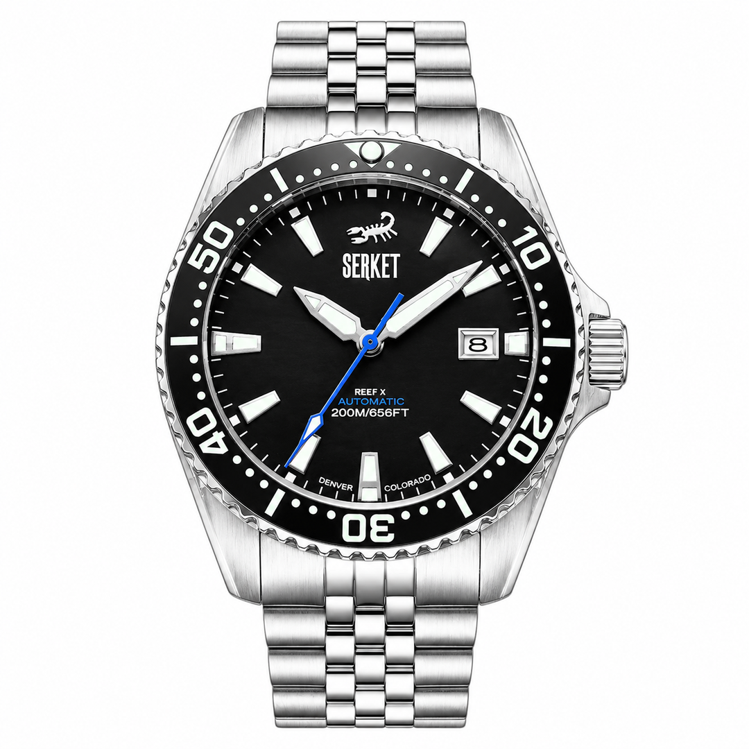 Reef X Diver Onyx Black 43mm 5-Link Bracelet Black Dial