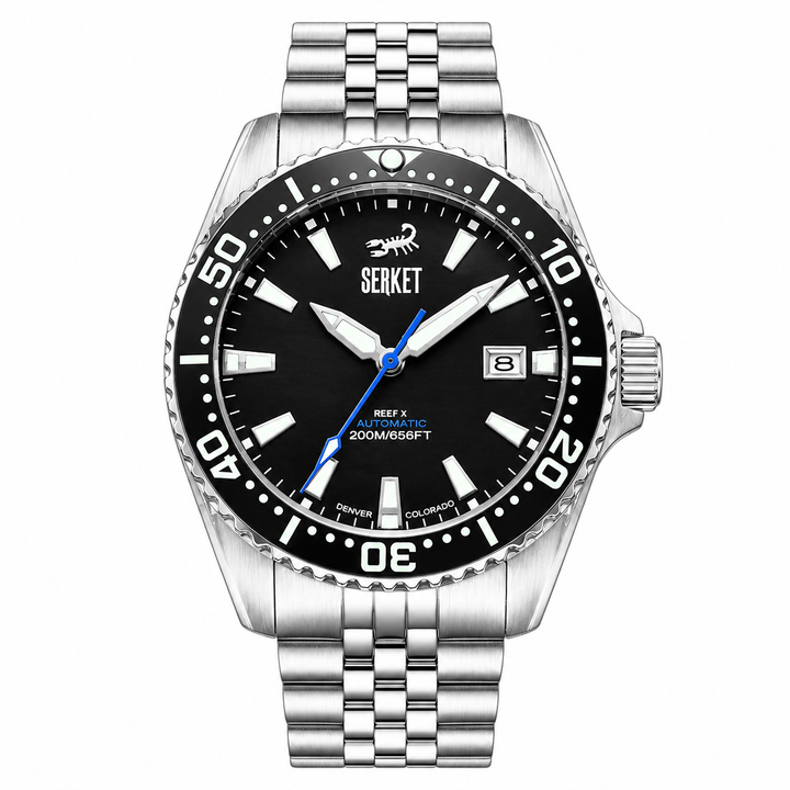 Reef X Diver Onyx Black 43mm 5-Link Bracelet Black Dial
