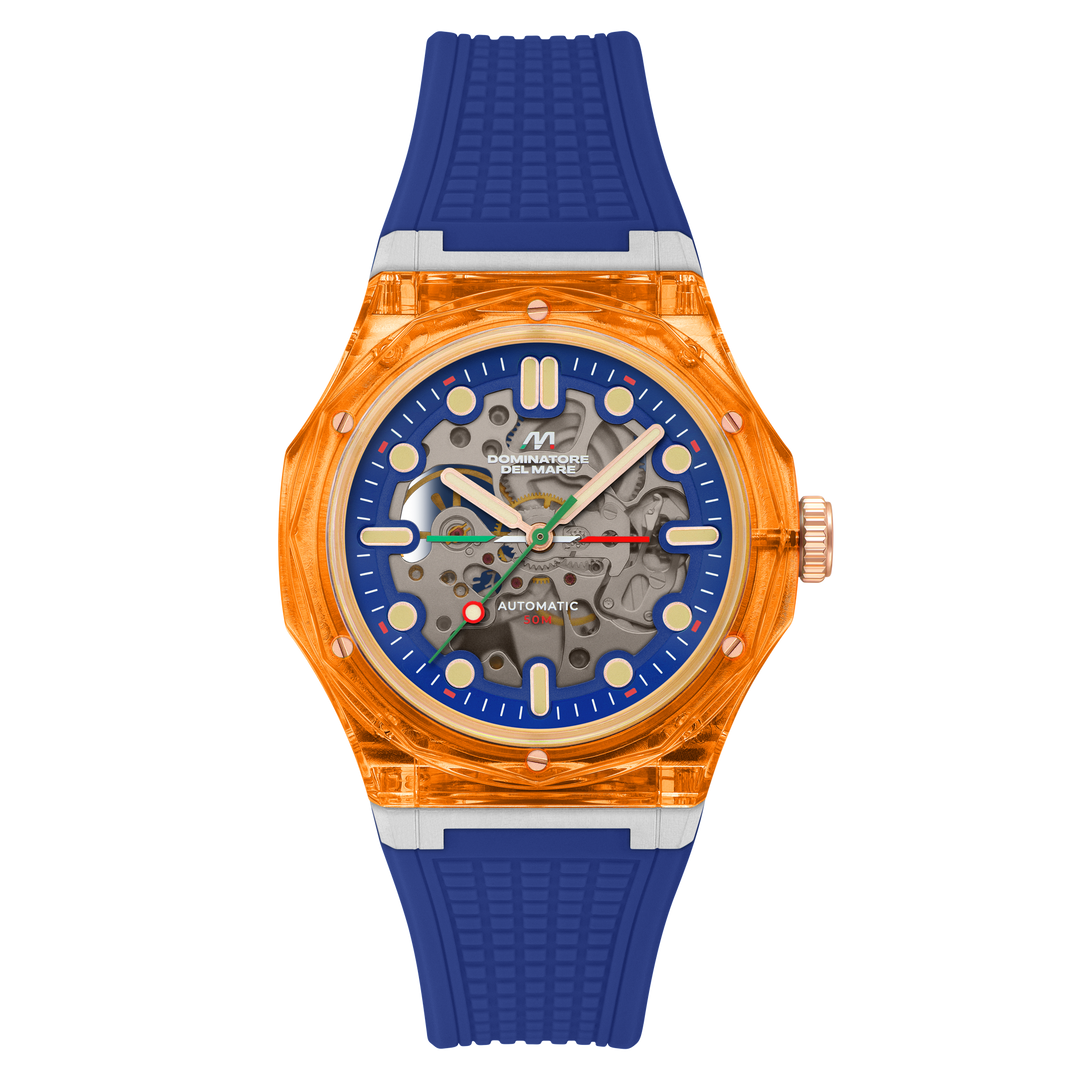 Ravello Automatic Orange & Blue / Silicone | Blue Dial