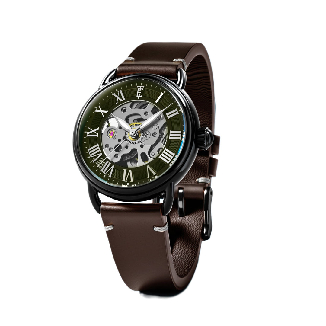 Investigator 40 Olive Green / Brown Leather Strap Green Dial