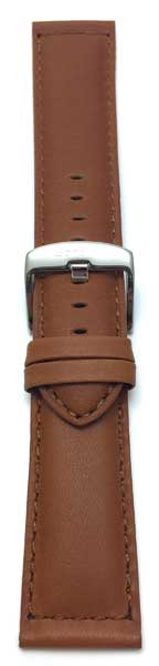 500 | 28mm Tan Italian Leather Watch Band - Classic - Padded 28mm / Tan / Silver