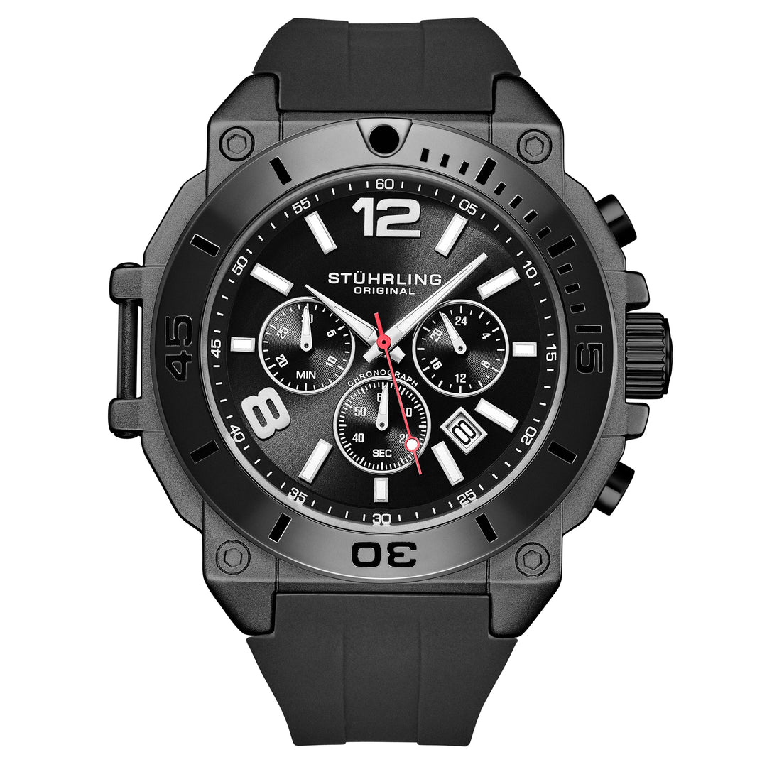Spectra 50mm Japanese Quartz Chronograph Black/Silicon | Black Dial
