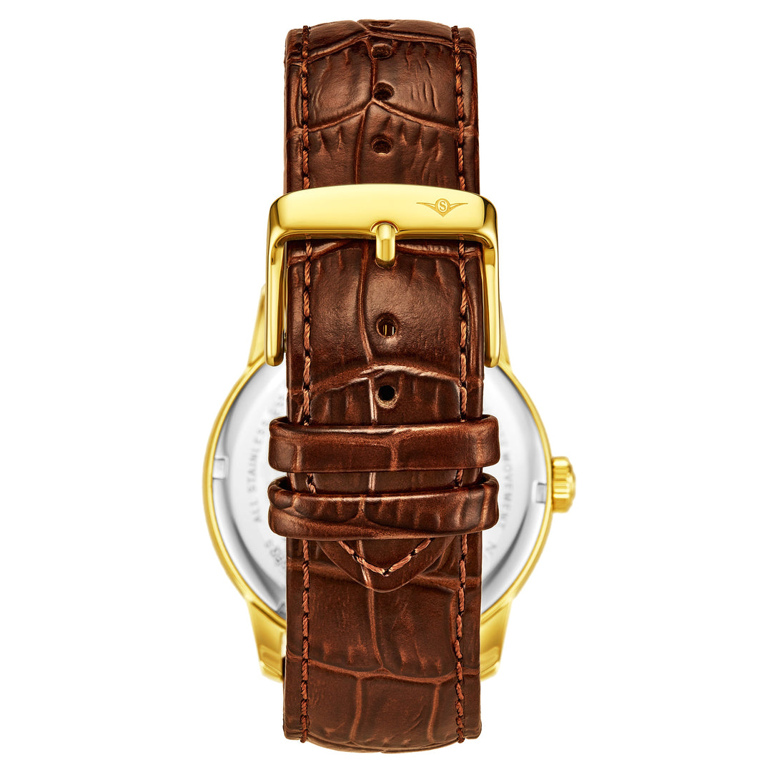 Symphony Brown/Leather/White Dial/Gold Case | White Dial