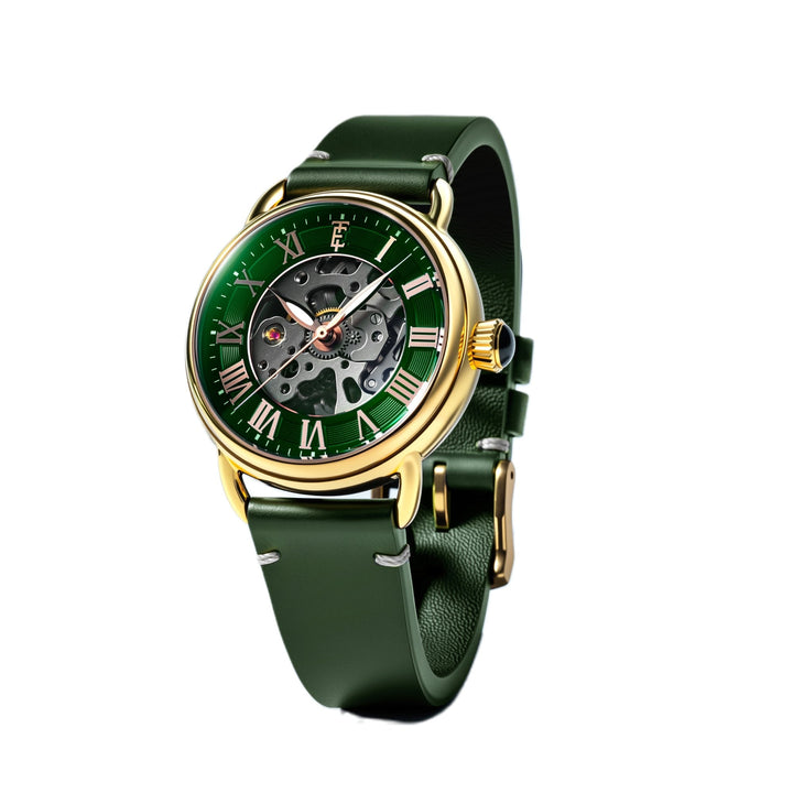 Investigator 40 Fern Green  / Green  Leather Strap Green Dial