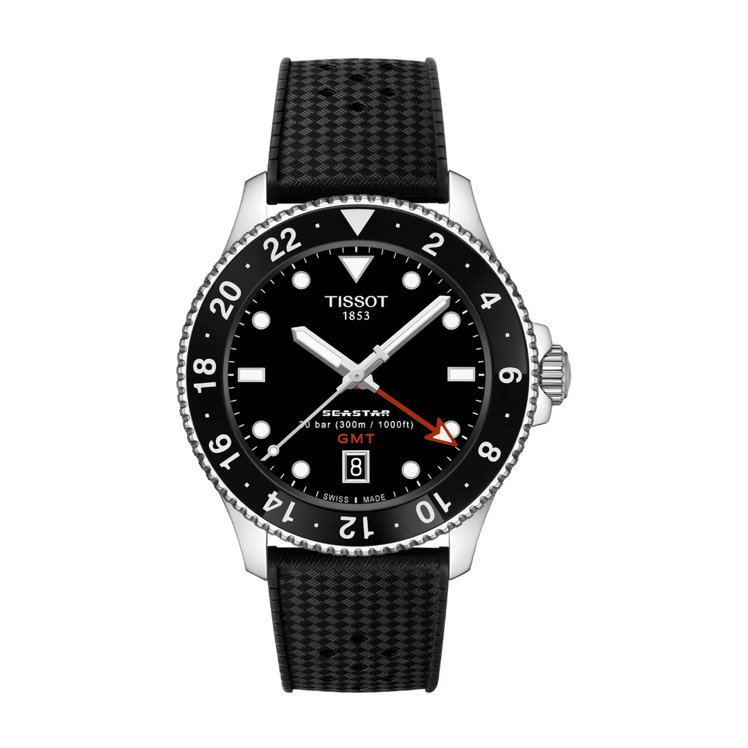Seastar 1000 GMT Black / Rubber | Black Dial