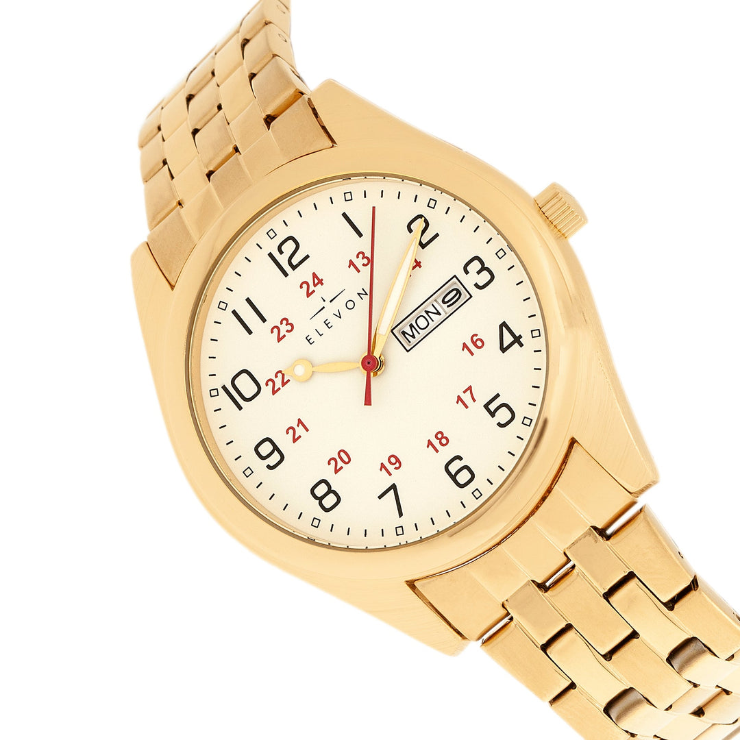 Gann Bracelet Watch w Day/Date Gold/White | White Dial