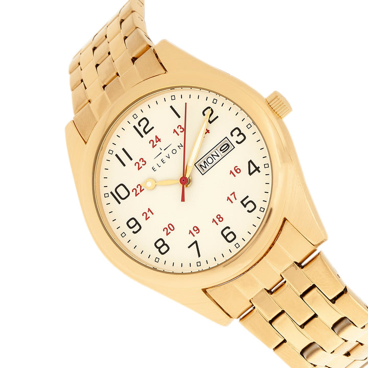 Gann Bracelet Watch w Day/Date Gold/White | White Dial