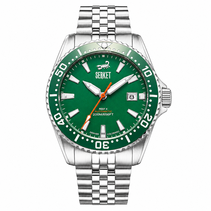 Reef X Diver Emerald Green 43mm 5-Link Bracelet Green Dial