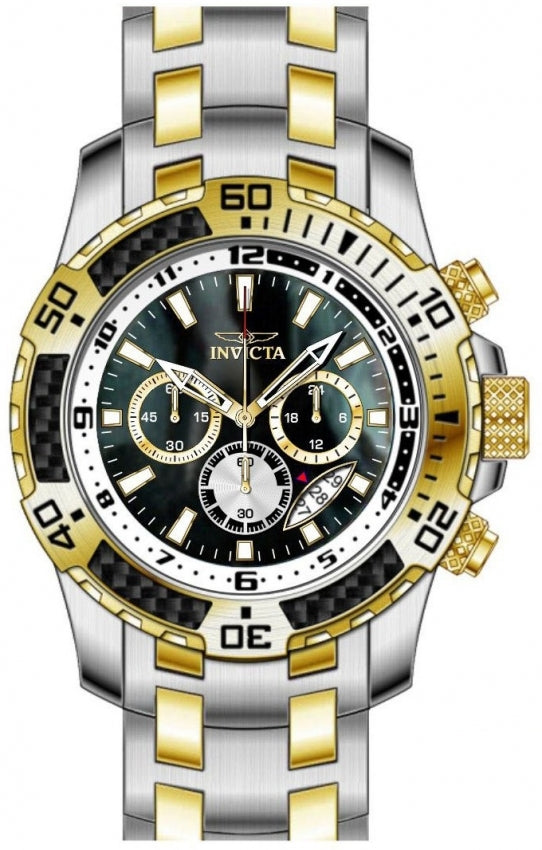 Pro Diver Scuba Men Black Abalone Dial / Two-Tone Stainless Steel Bracelet Black