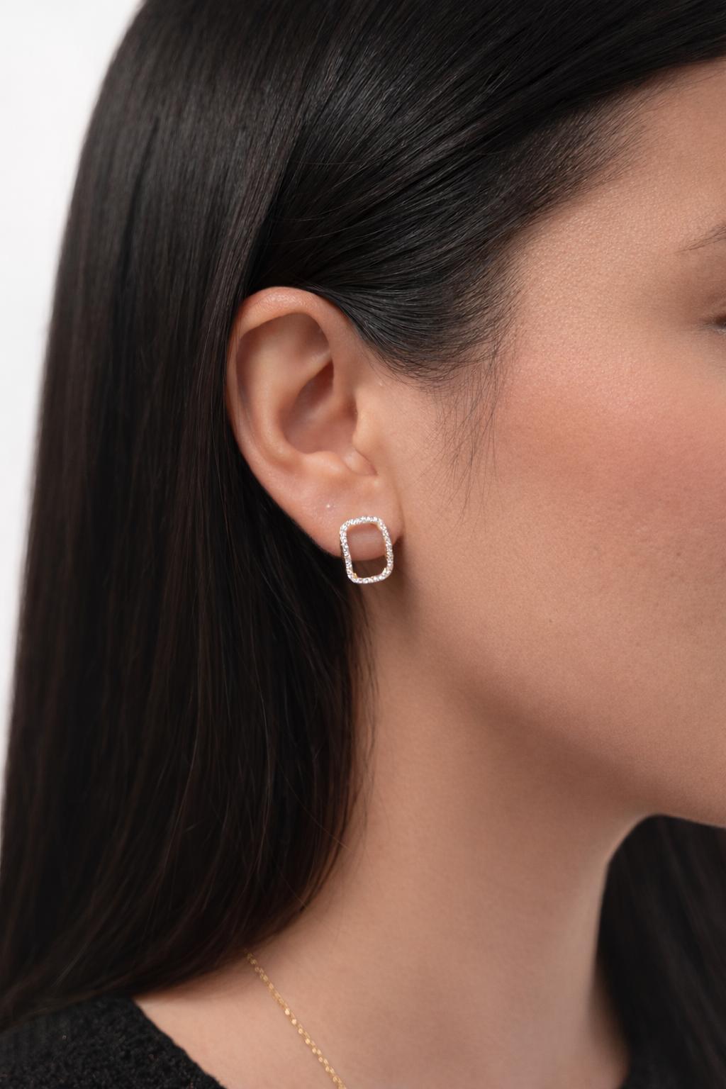 Diamond Dust Rectangle Earrings