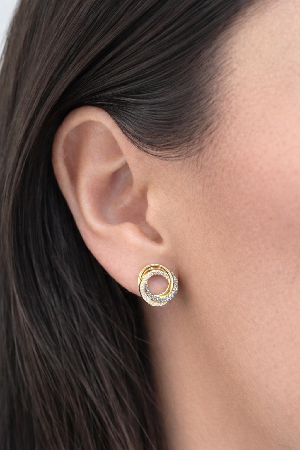Diamond Dust Circle Stud Earrings