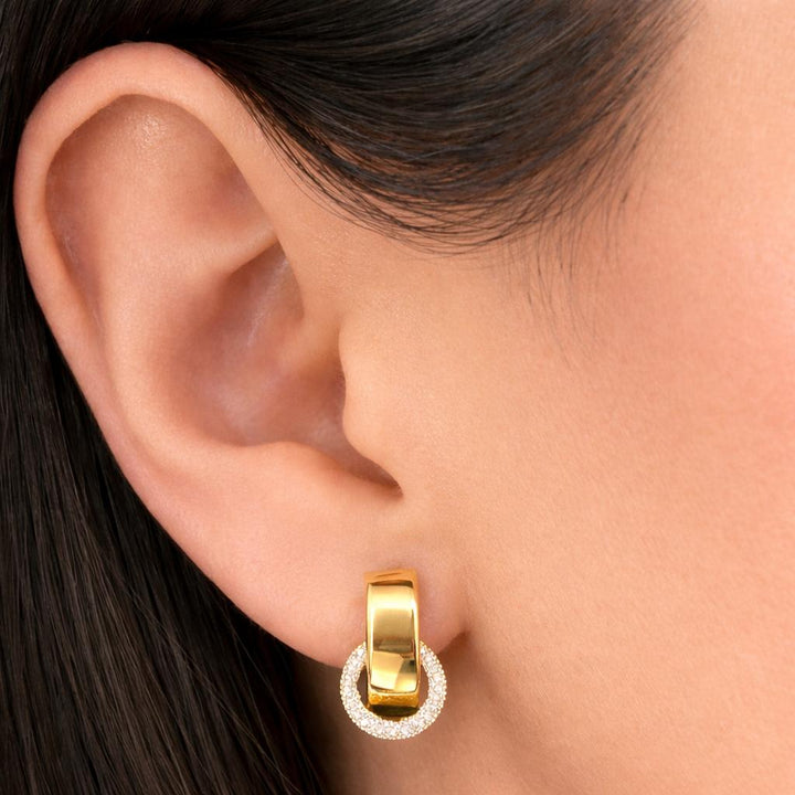 Diamond Dust Oval Link Huggie Earrings