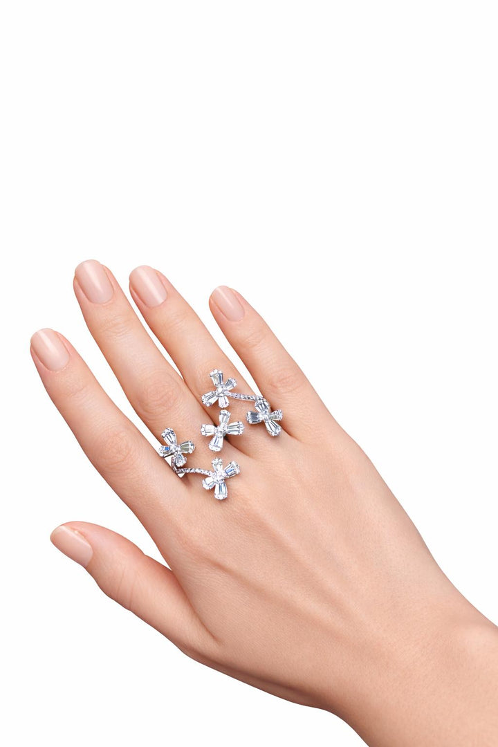Diamond Blossom Multi-Finger Ring