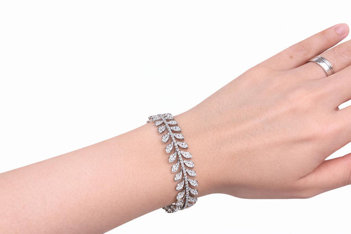 Diamond Leaf Bangle Bracelet