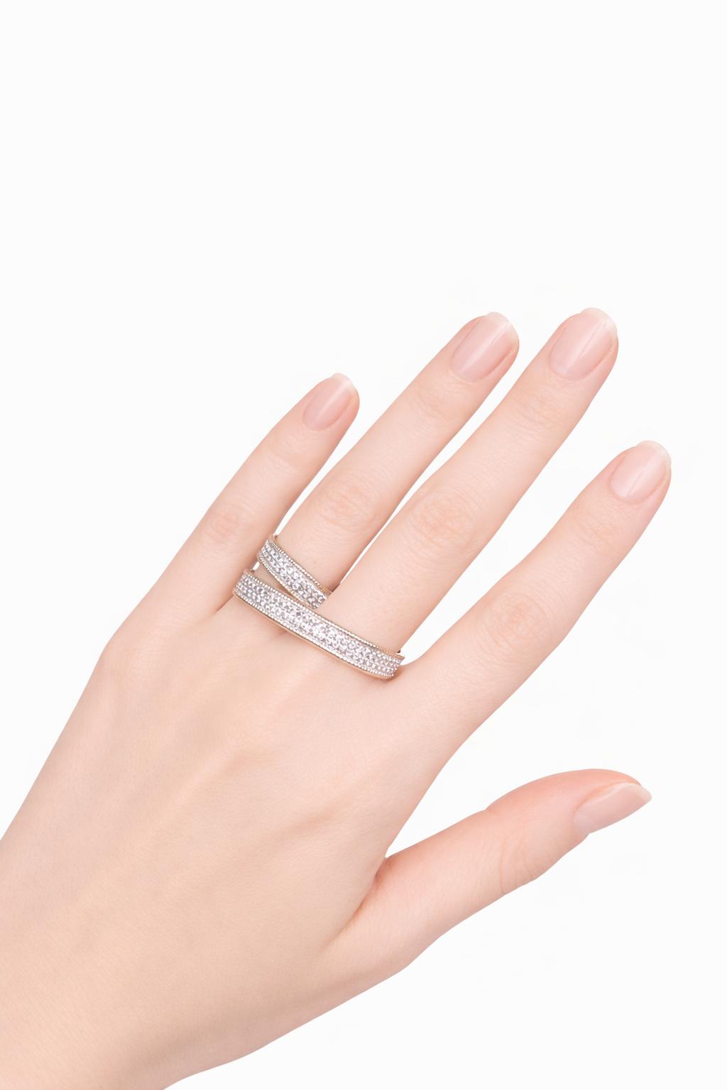 Beaded Diamond Open Wrap Ring