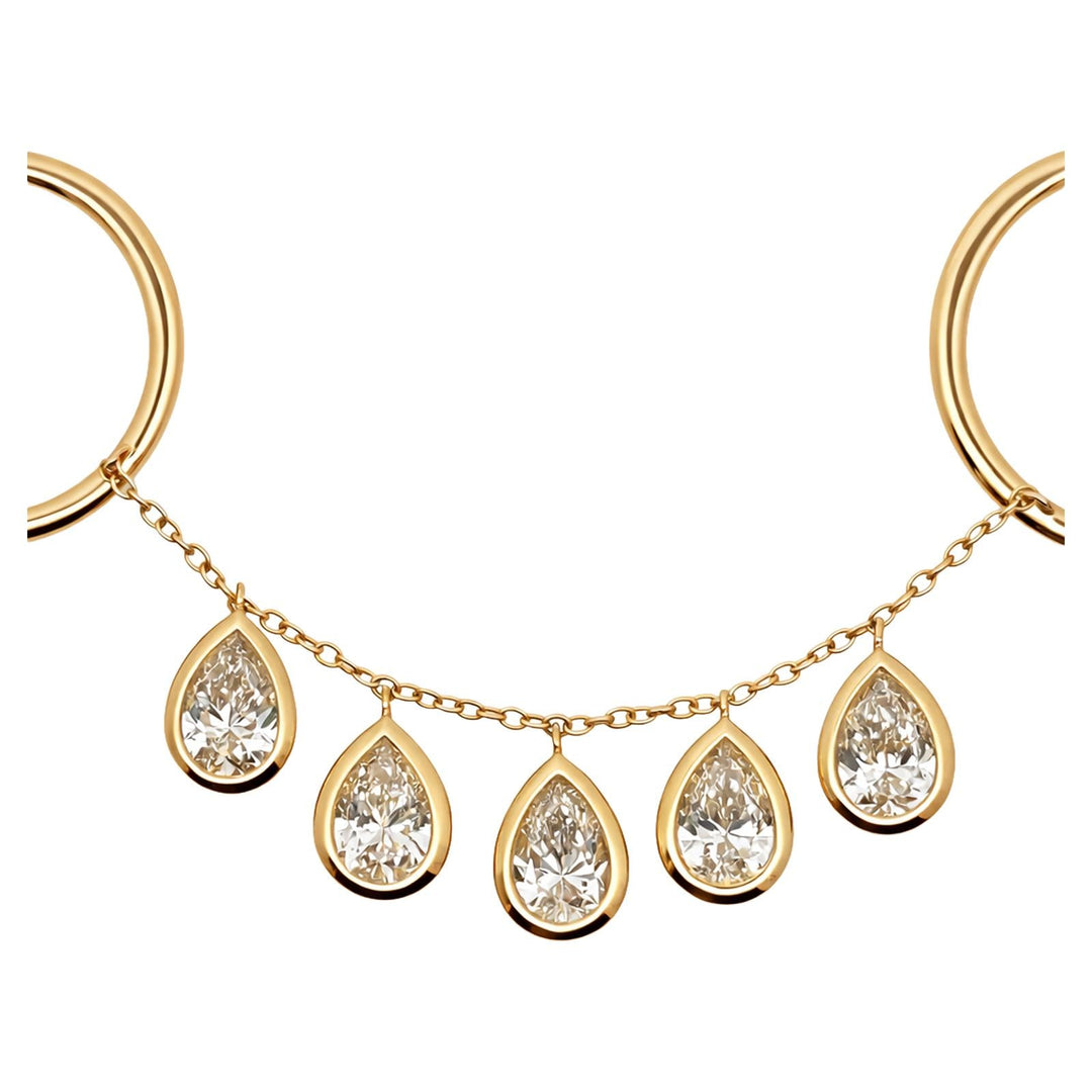 Teardrop Diamonds Chain Drop Ring
