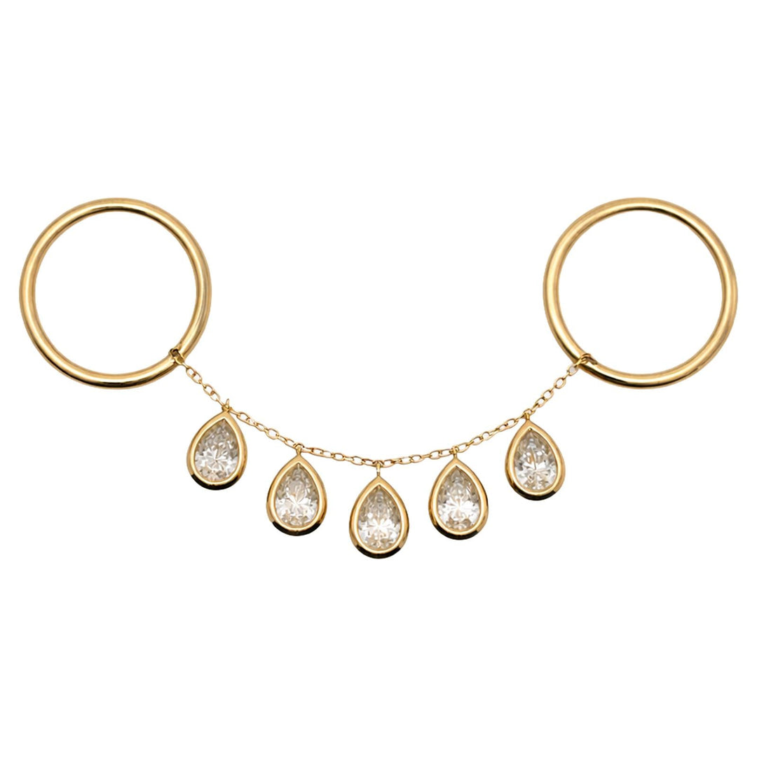 Teardrop Diamonds Chain Drop Ring