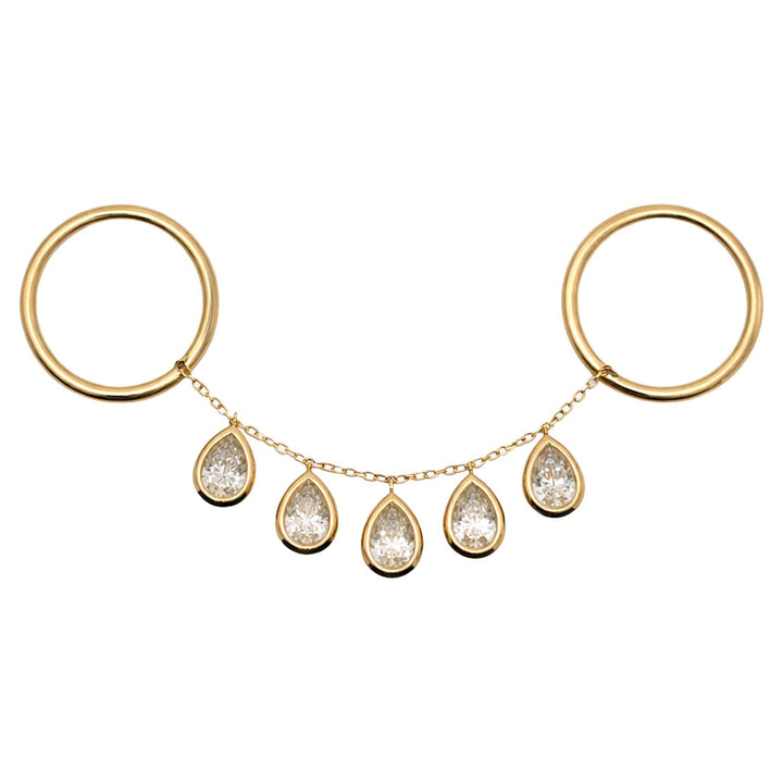 Teardrop Diamonds Chain Drop Ring