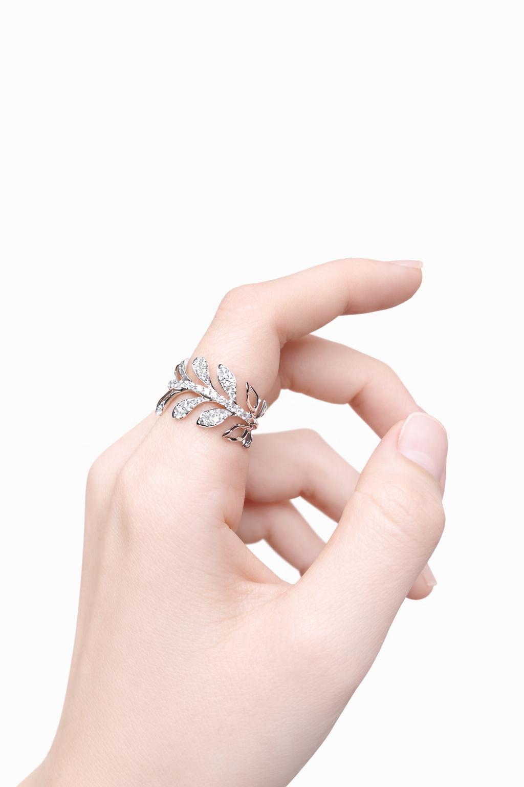 Diamond Leaf Wrap Ring