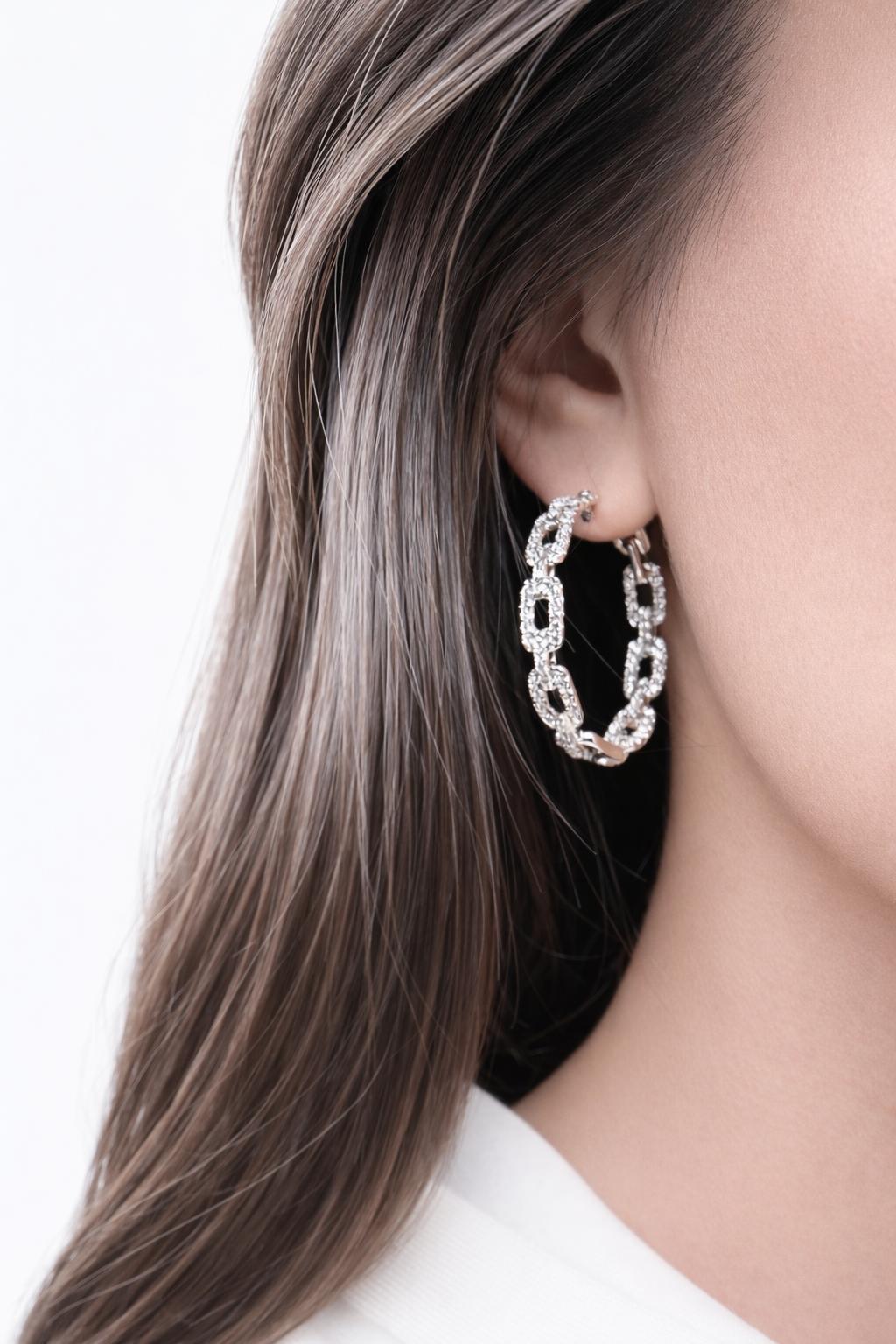 Diamond Link Hoop Earrings