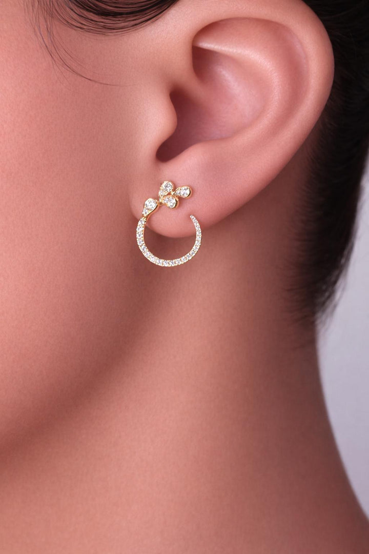 Diamond Floral Hoop Earrings