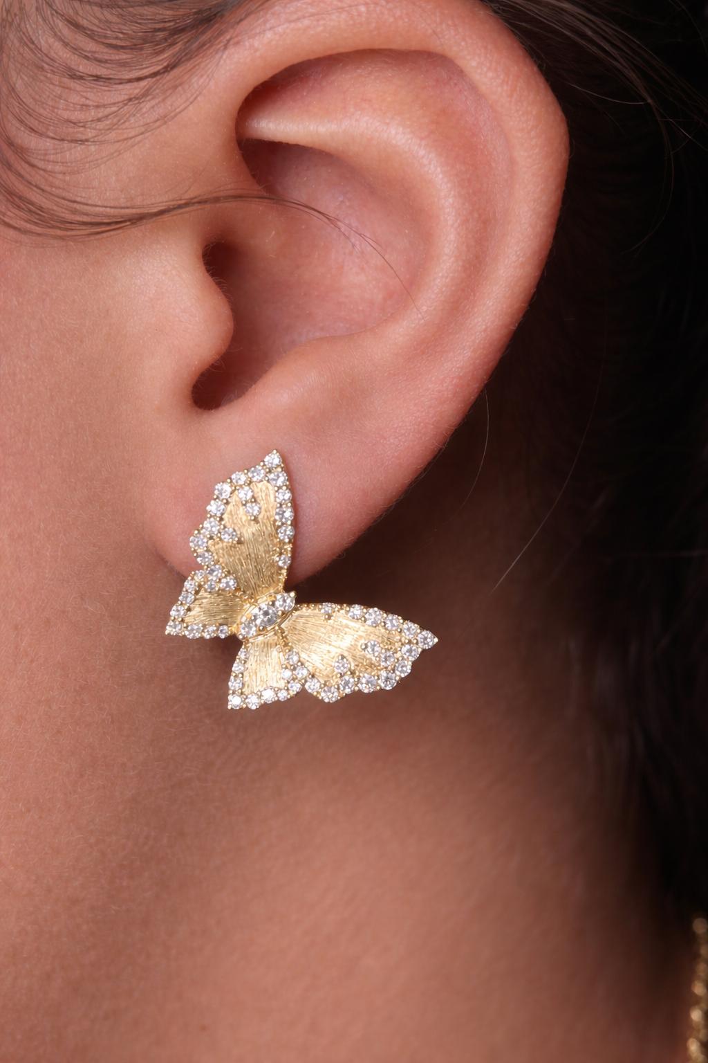 Diamond Butterfly Stud Earrings