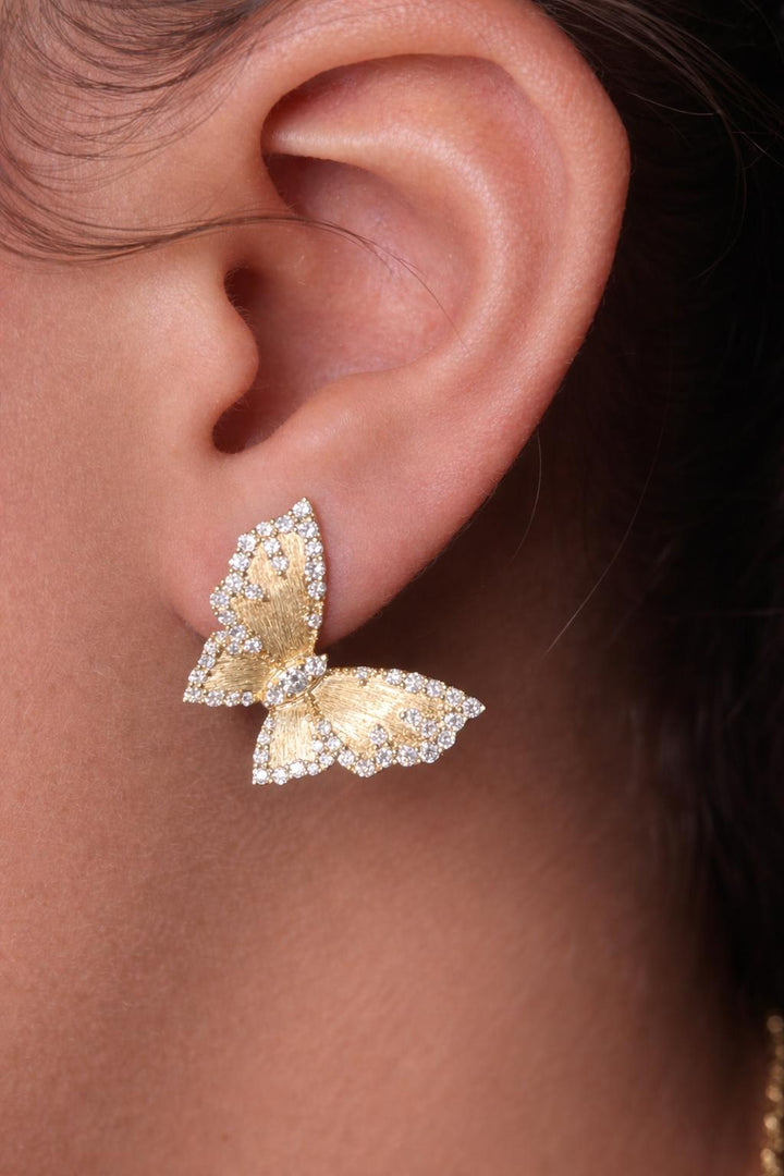 Diamond Butterfly Stud Earrings