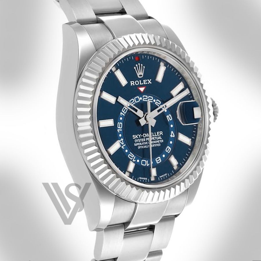 Brand New Rolex - Sky-Dweller - White Rolesor - Blue Index Dial  - Oyster Bracelet