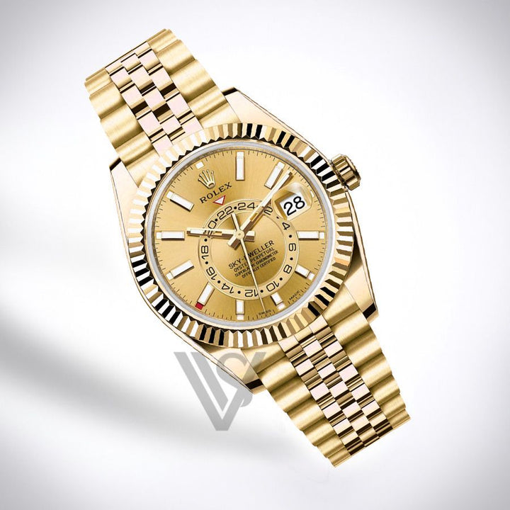 Brand New Rolex - Sky-Dweller - Champagne Index Dial - 18K Yellow Gold - Jubilee Bracelet