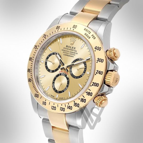 Brand New Rolex Daytona 18K Yellow Gold & Oyster Steel Champagne Index Dial