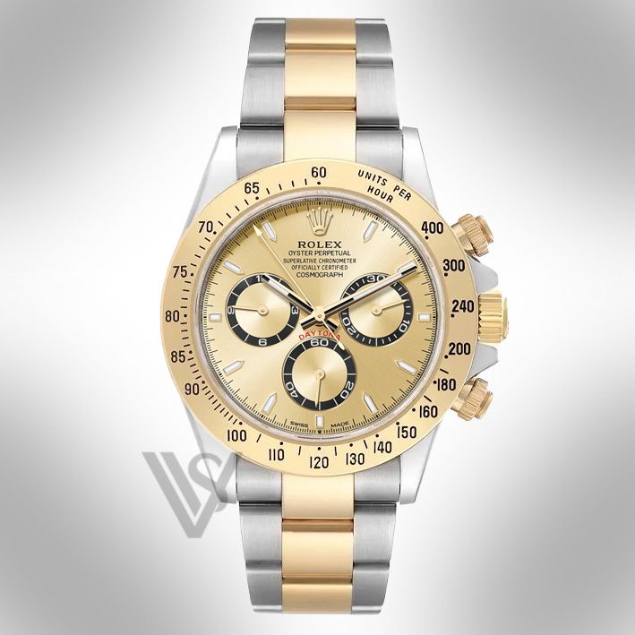 Brand New Rolex Daytona 18K Yellow Gold & Oyster Steel Champagne Index Dial