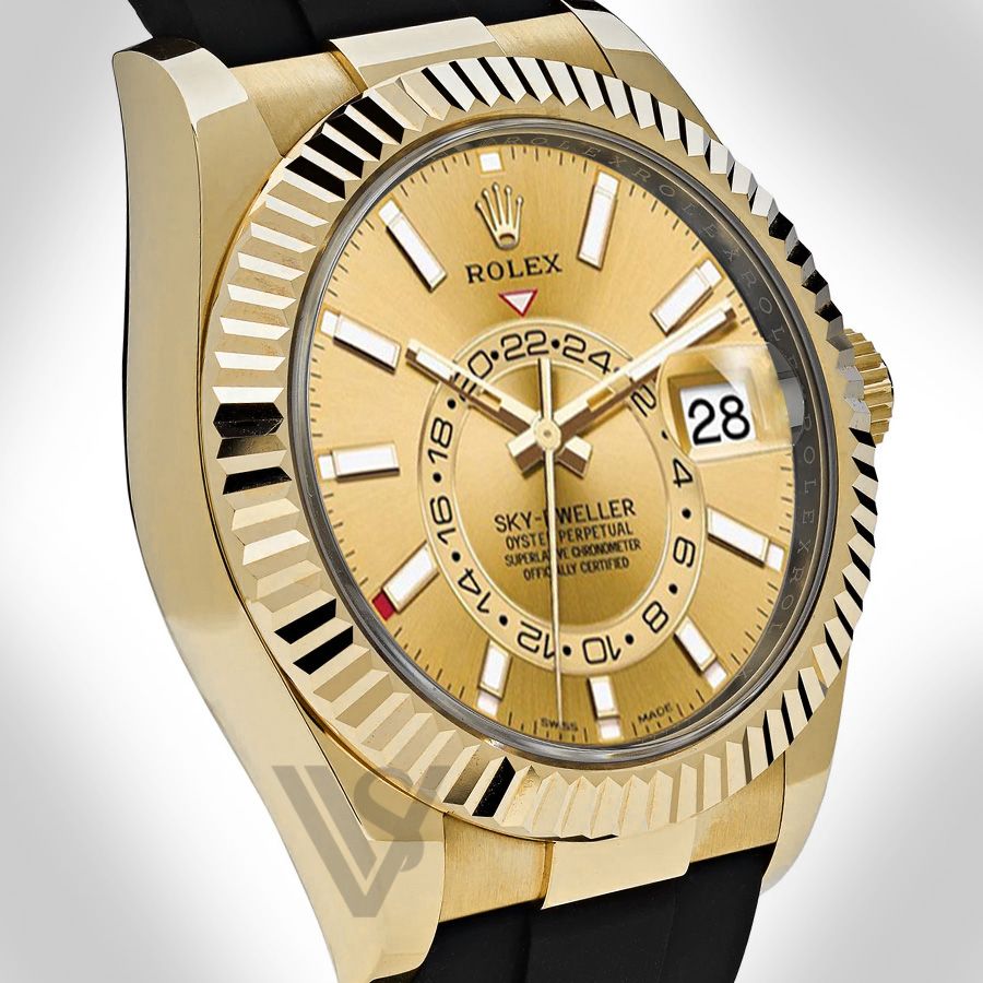Brand New Rolex - Sky-Dweller - Champagne Dial 18K - Command Bezel - Oysterflex Bracelet
