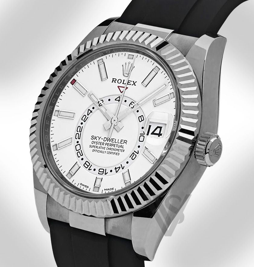 Brand New Rolex - Sky-Dweller - White Index Dial - 18K White Gold - Oysterflex Bracelet