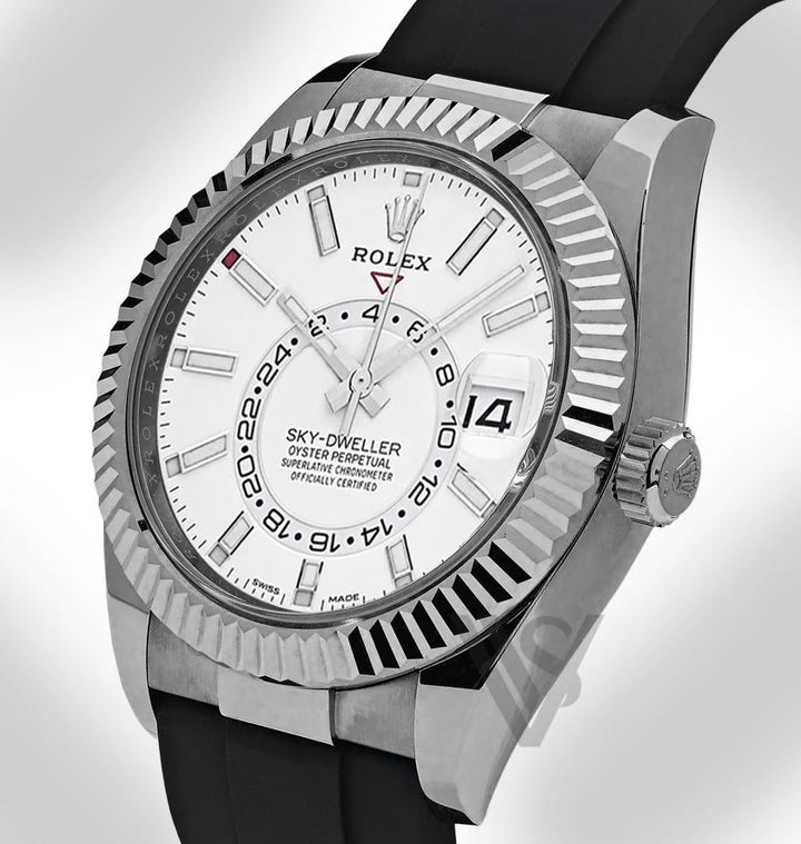 Brand New Rolex - Sky-Dweller - White Index Dial - 18K White Gold - Oysterflex Bracelet