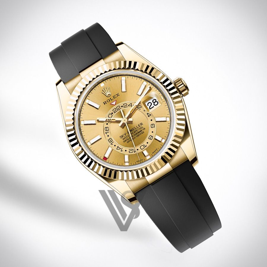 Brand New Rolex - Sky-Dweller - Champagne Dial 18K - Command Bezel - Oysterflex Bracelet