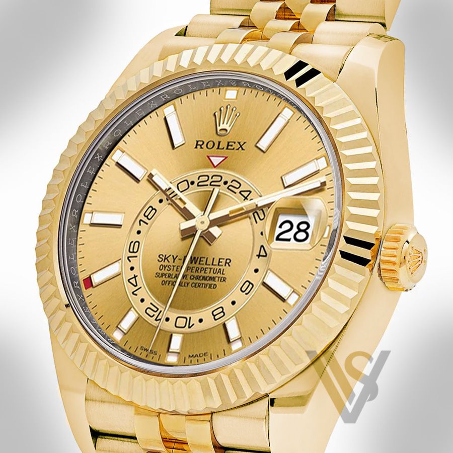 Brand New Rolex - Sky-Dweller - Champagne Index Dial - 18K Yellow Gold - Jubilee Bracelet