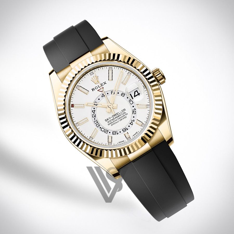 Brand New Rolex - Sky-Dweller - White Index Dial - 18K Yellow Gold - Oysterflex Bracelet