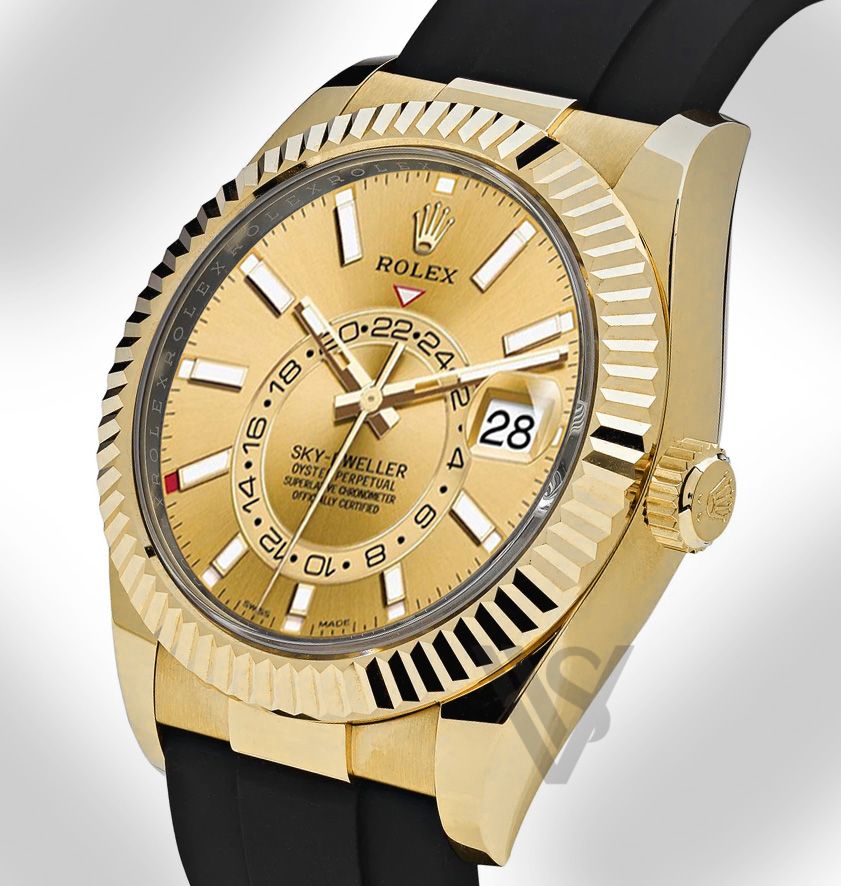 Brand New Rolex - Sky-Dweller - Champagne Dial 18K - Command Bezel - Oysterflex Bracelet