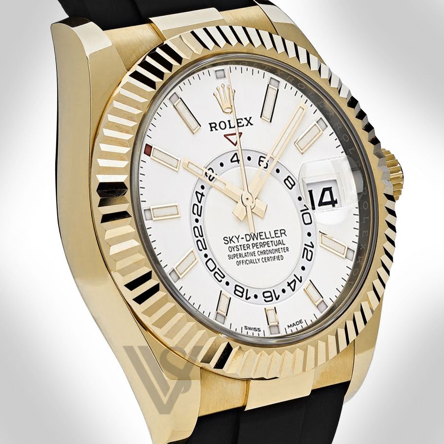 Brand New Rolex - Sky-Dweller - White Index Dial - 18K Yellow Gold - Oysterflex Bracelet